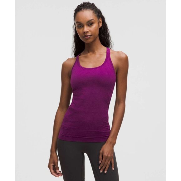 Lululemon Ebb To Street Tank B/C Cup Size 6 Chilled Grape Light Support Ribbed - Picture 1 of 2